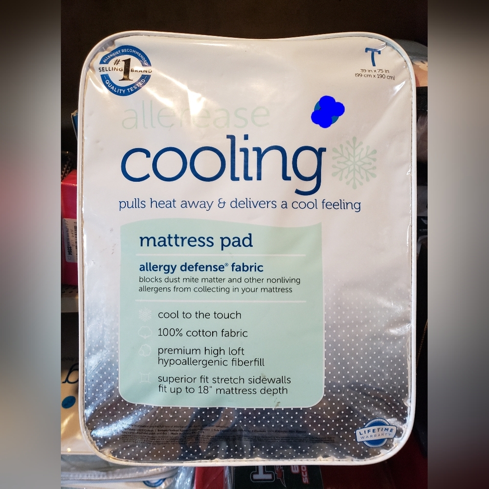 AllerEase Twin Sz Cooling Mattress Pad New In Pkg